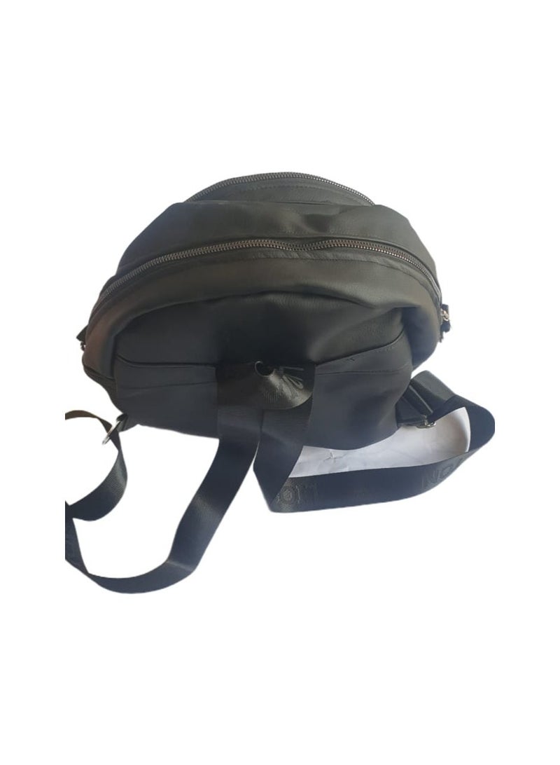 شنطة ظهر حريمي جلد متعددة الجيوب بسوست – أسود - Image 4